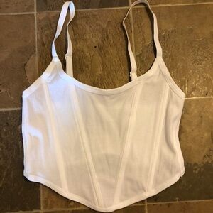 Target White Ribbed Cropped Cami with Adjustable Straps